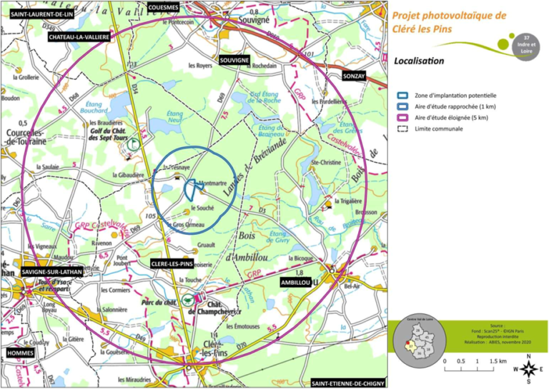 Carte de la zone d'implantation potentielle